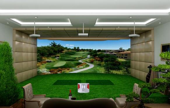 FlightScope X3雷達感應器的環屏模擬高爾夫設備